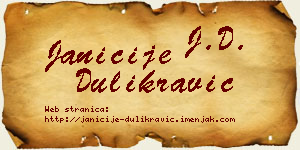 Janićije Dulikravić vizit kartica
